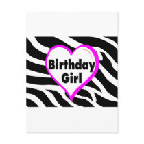 Birthday Girl (Heart Zebra Stripes) Post Card