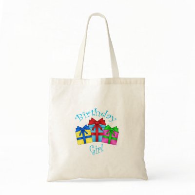 Birthday girl in blue with presents bag by Brothergravydesigns