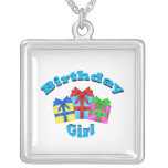 Birthday girl in blue with presents pendant