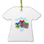 Birthday girl in blue with presents ornament