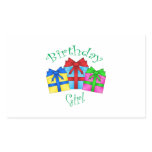 Birthday girl in green with presents rectangular stickers