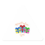 Birthday girl in orange with presents stickers