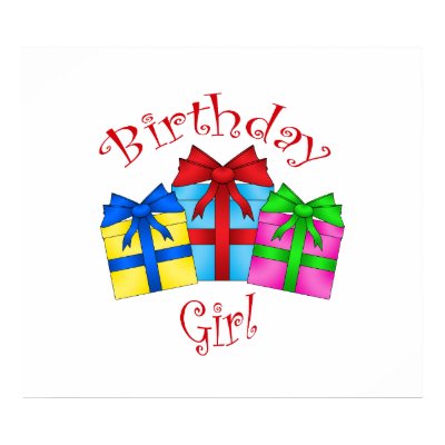 Birthday girl in red with presents poster by Brothergravydesigns