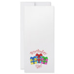 Birthday girl in red with presents customized rack card