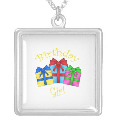 Birthday girl in yellow with presents personalized necklace by Brothergravydesigns