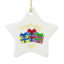 Birthday girl in yellow with presents christmas tree ornament