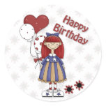 Birthday Girl with Ballons Round Sticker