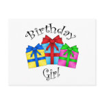 Birthday girl with presents postcard