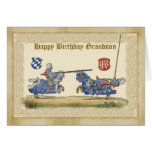 Birthday Grandson, knights Jousting, Horses full B Greeting Cards