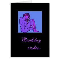 Birthday Greetings Card- blue nude