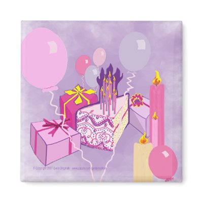 BIRTHDAY in PINKS Sq Magnet by gardensofeve