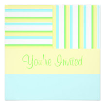 Birthday Invitation Blue & Yellow Stripe