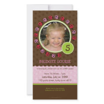 BIRTHDAY INVITE PHOTOCARD :: ladybird circle 2P