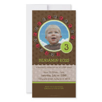 BIRTHDAY INVITE PHOTOCARD :: ladybird circle 3P