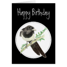 Birthday Magpie, Watercolor Bird Collection, Cards