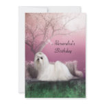Birthday Maltese & Cherry Blossom Park Personalized Announcements
