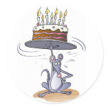 Birthday Mouse Round Sticker