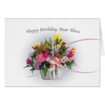 Birthday, Niece, Flowers in a Basket Greeting Card