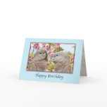 Birthday, Parrots and Crab Apple Blossoms Card