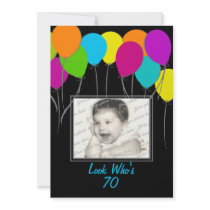 Birthday Party Balloons Photo Personalized Announcement