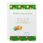 Birthday Party Colour Dots Balloons Invitation