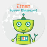 Birthday Party Favour Sticker | Robot Theme