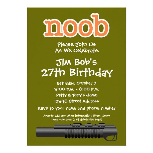Birthday Party - Funny Noob Gamer Custom Invites