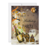 Birthday Party Gold Champagne Shoes mask invitations