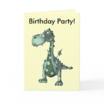 Birthday Party (grey-green polka-dot toon dragon) Cards