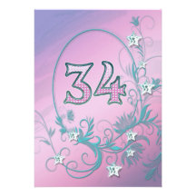 Birthday party invitation 34 years old
