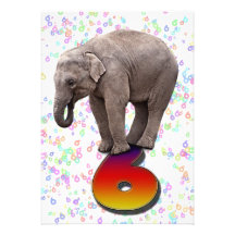 Birthday party invitation 6, with happy elephants