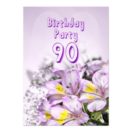 Birthday party invitation 90 years old 13 cm x 18 cm invitation card Zazzle