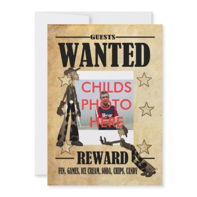 Birthday Party Invitation Childs Wanted Photo Card by moonlake