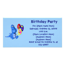 Birthday Party Invitation Cut Blue Dragon Balloons Photo Greeting Card