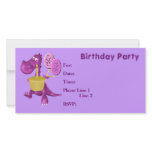 Birthday Party Invitation Cute Dragon Cupcake photo cards