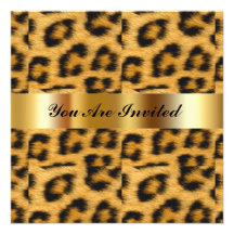 Birthday Party Invitation Leopard Gold Black