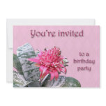 Birthday Party Invitation Pink Bromeliad