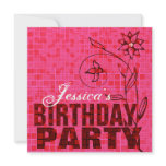 Birthday Party Invitation Pink Flower