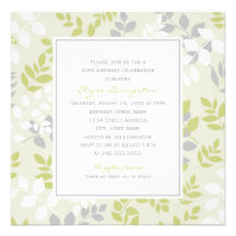 Birthday Party Invitation | Spring Leaves Border