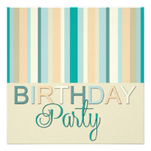 Birthday Party Invitation Stripes