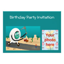 Birthday party invitation with alien add photo