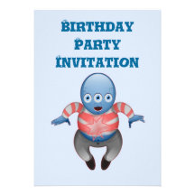 Birthday party invitation with alien for boy