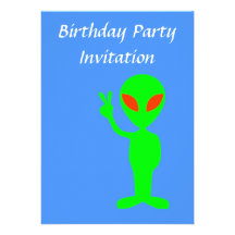 Birthday party invitation with alien for boy