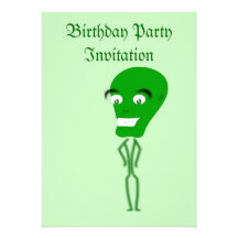 Birthday party invitation with alien for boy
