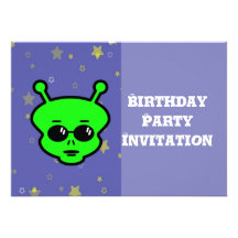 Birthday party invitation with alien for boy