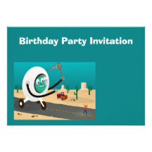Birthday party invitation with alien spaceship