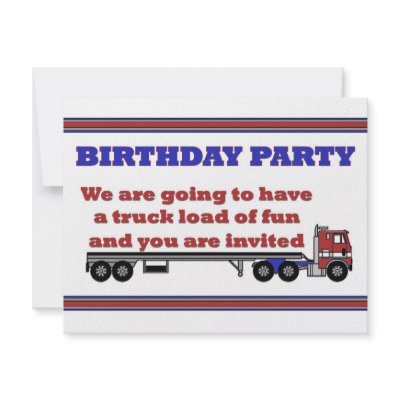 Birthday party invitation with big rig truck by dbvisualarts