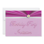 Birthday Party Invitation with flower on satin
