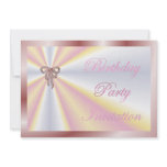 Birthday Party Invitation with pearl ribbon