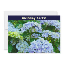 Birthday Party! Invitations Cards Blue Hydrangeas